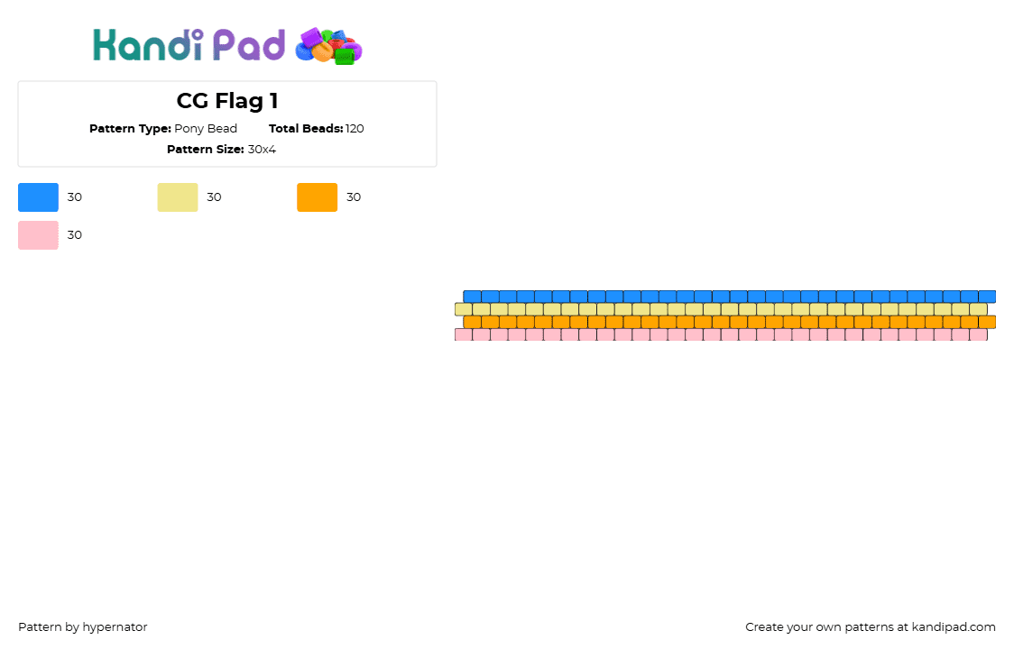 CG Flag 1 - Pony Bead Pattern by hypernator on Kandi Pad - cg,pride,stripes,bracelet,cuff,blue,orange