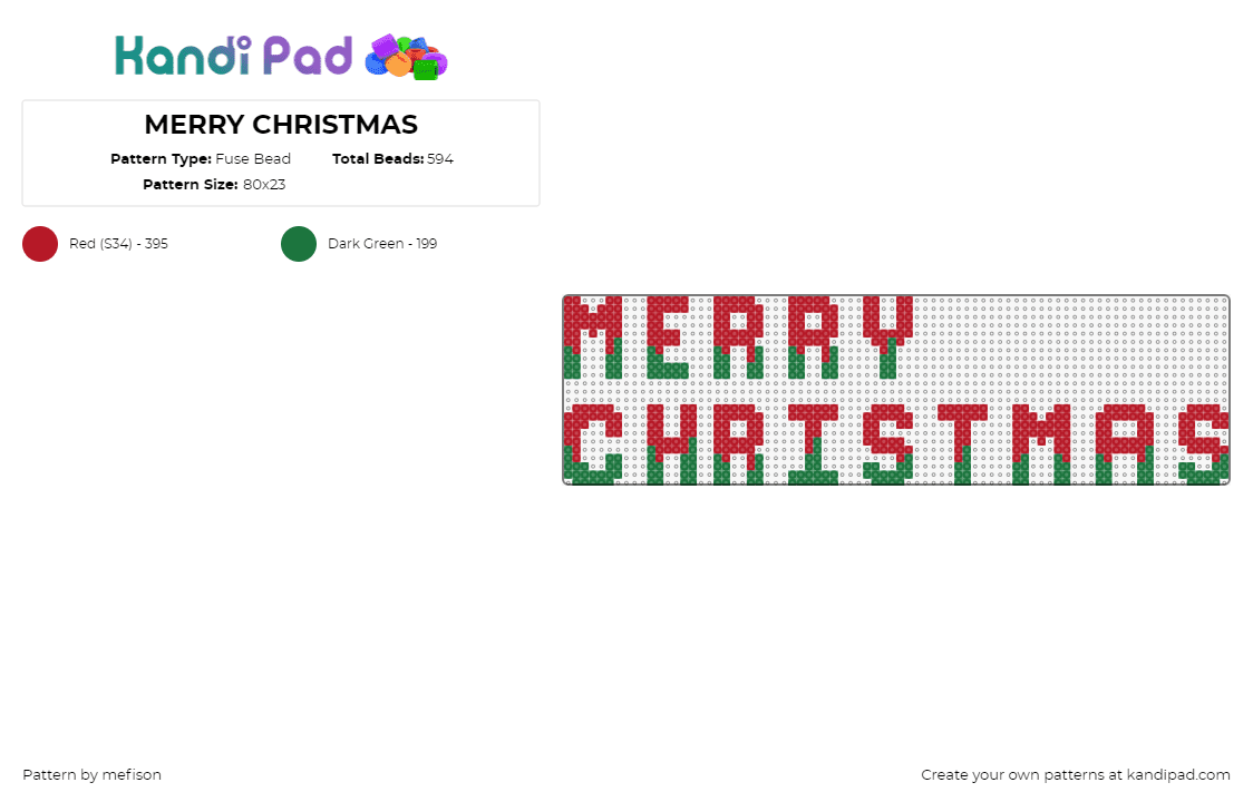 MERRY CHRISTMAS - Fuse Bead Pattern by mefison on Kandi Pad - merry christmas,text,holiday,festive,sign,red,green