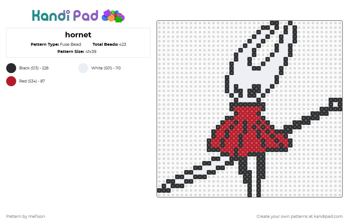 hornet - Fuse Bead Pattern by mefison on Kandi Pad - white,red