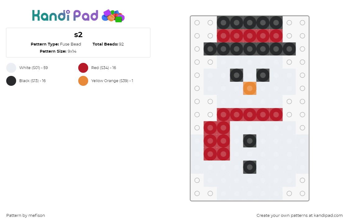 s2 - Fuse Bead Pattern by mefison on Kandi Pad - snowman,winter,scarf,hat,christmas,snow,cold,white,red