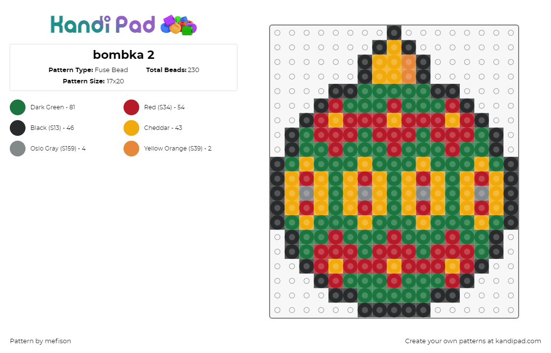 bombka 2 - Fuse Bead Pattern by mefison on Kandi Pad - ornament,christmas,holiday,geometric,green,orange,red