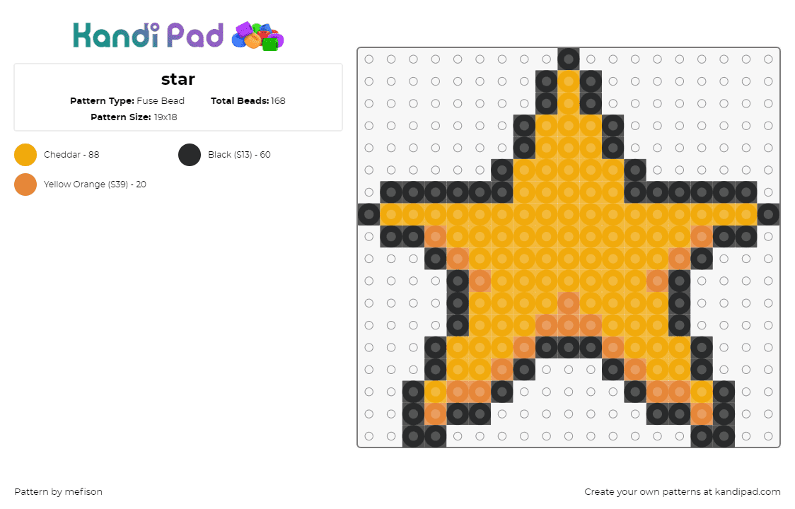 star - Fuse Bead Pattern by mefison on Kandi Pad - star,simple,gold,orange