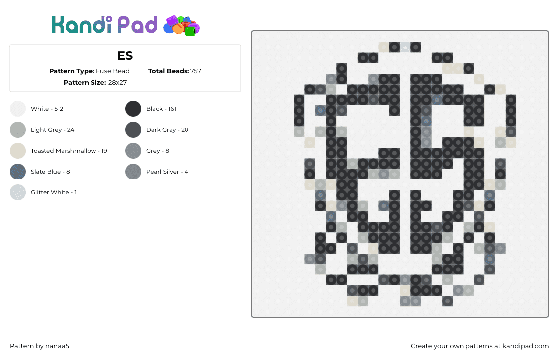 ES - Fuse Bead Pattern by nanaa5 on Kandi Pad - es,shield,logo,crest,black