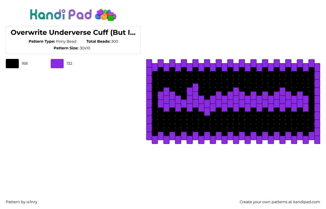 Overwrite Underverse Cuff (But I\'m too lazy to do it right) - Pony Bead Pattern by w1nry on Kandi Pad - underverse,overwrite,song,music,cuff,dark,black,purple