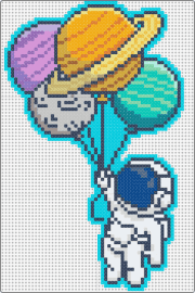 Space Balloons - planets,astronaut,balloons,space,saturn,whimsical,cosmic,adventure,stars,light blue,colorful