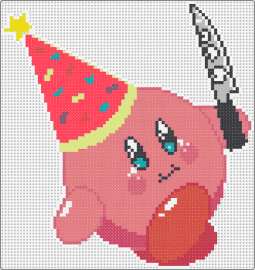 Party Time Kirby with Knife - kirby,nintendo,party,cute,celebration,character,video game,funny,pink