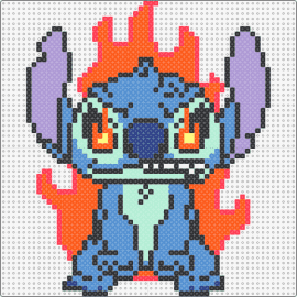 Flamin Stitch - stitch,lilo and stitch,fire,flames,angry
