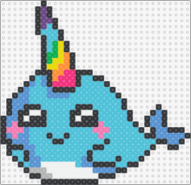 Narwhal - narwhal,unicorn,rainbow,horn,fish,whale,cute,smile,chibi,animal,light blue,teal