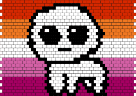 Lesbian Pride Flag Autism Creature - lesbian,autism,pride,support,flag,vertical,stripes,character,white,orange,pink