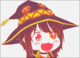 Chibi Megumin - megumin,konosuba,character,hat,anime,manga,purple,yellow