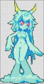 Slime girl XL - slime,horned,female,anime,teal