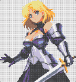 sword girl(Xyla art) - armor,sword,girl,anime,purple,yellow