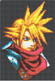 FFVII cloud icon - cloud,final fantasy,portrait,video game,panel,blonde,yellow,red,black