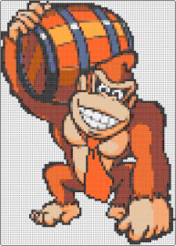 Donky kong barrel - donkey kong,barrel,gorilla,monkey,character,nintendo,tie,smile,orange,tan