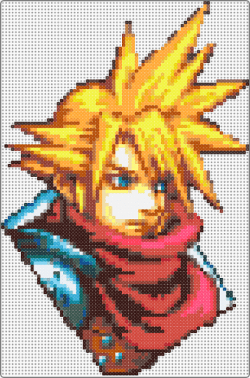 FFVII cloud icon - cloud,final fantasy,brown,orange,yellow,red