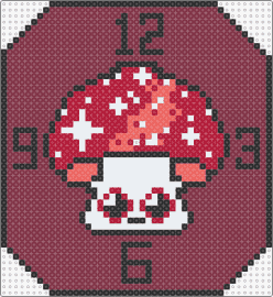 Red Shroom Clock - clock,mushroom,time,sparkles,face,red