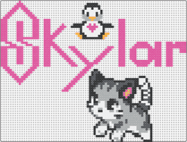 Skylar - name sign,text,cat,penguin,pink,gray