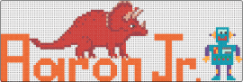 Aaron Jr. - name,sign,text,dinosaur,triceratops,robot,orange,red,teal