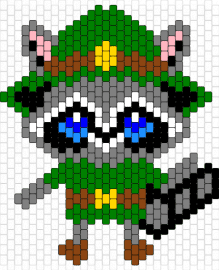 racoon ranger - raccoon,ranger,character,forest,animal,cute,hat,green,gray,brown