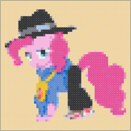 E - pinkie pie,mlp,my little pony,character,hat,pink,black,blue