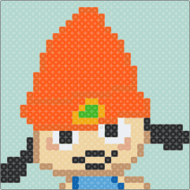 Parappa The Rapper: pixel art #2 - parappa the rapper,portrait,video game,character,hat,beanie,music,orange,teal,tan