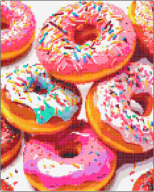 Donuts - donuts,food,sweet,breakfast,sprinkles,pink,tan