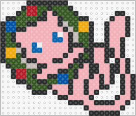 mew in wreath - mew,wreath,christmas,pokemon,character,gaming,cute,holiday,pink,green