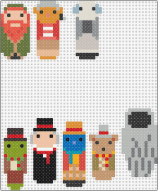 muppets christmas carol minis - muppets,christmas carol,movie,charms,characters,puppet,beige,orange,green