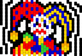 Gum disease panel (clown/jester) - clown,jester,gum disease,music,colorful,party,panel,red,yellow,white,blue