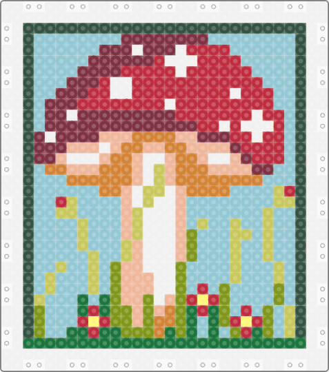 Mushroom Stamp - brown, colorful, flower, green, mushroom, nature, stamp