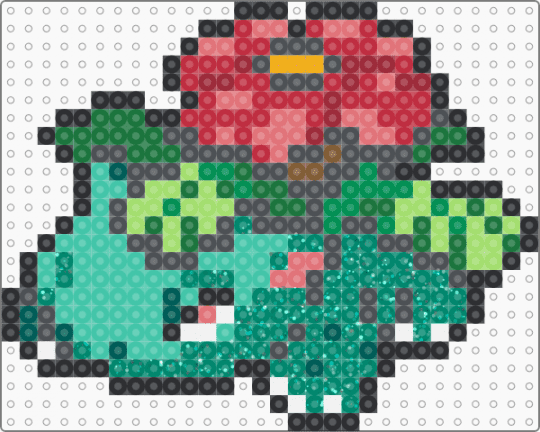 Venusaur 0003 - gray,red,green,teal