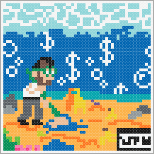 Bbno$ NSFW album cover - light blue,blue,orange