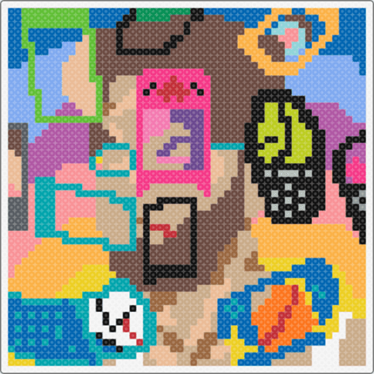 Bbno$ 1-800 album cover - orange,light blue,beige,teal,colorful