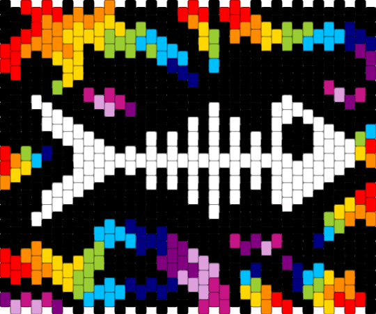 Fish - fish,skeleton,panel,animal,black,orange,pink,colorful