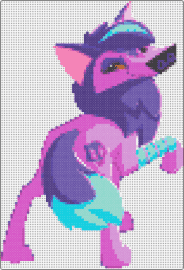 Darkside Arctic Wolf Fullbody 2 (Animal Jam) - arctic wolf,animal jam,darkside,character,video game,mmorpg,purple,pink