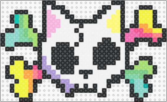 Discord Skull Cat - black,white,pink,yellow,colorful