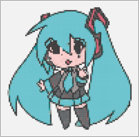 MIKU - hatsune miku,vocaloid,chibi,character,music,teal,gray