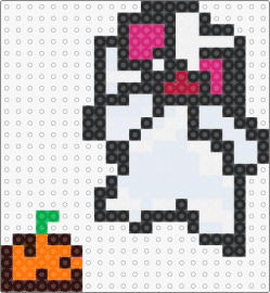 silly ghost XD - ghost,pumpkin,silly,halloween,white,pink,orange