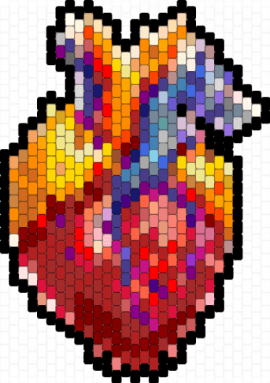 anatomical heart - red,orange,pink,purple
