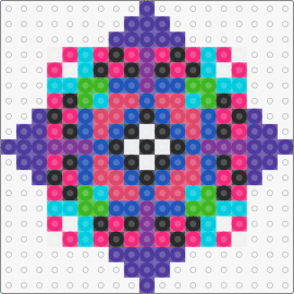 it looks like a granny square idk - quilt,geometric,colorful,purple,pink,light blue