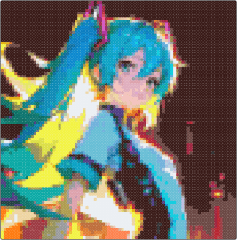 Hatsune Miku - hatsune miku,vocaloid,portrait,music,teal,brown