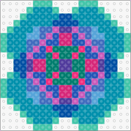 flower perler - flower,colorful,petals,teal,pink,green