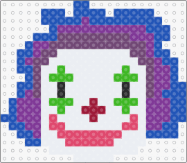 clown perler - clown,funny,head,face,smile,white,purple,blue