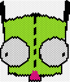 gir face bag! (front) - gir,invader zim,character,face,eyes,derpy,tongue,dog,costume,panel,bag,cartoon,tv show,green,white