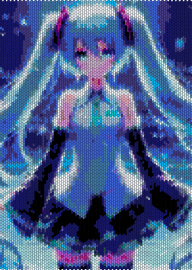 miku - hatsune miku,vocaloid,poster,music,panel,teal,blue