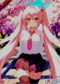 sakura miku - sakura miku,vocaloid,portrait,panel,tapestry,pink