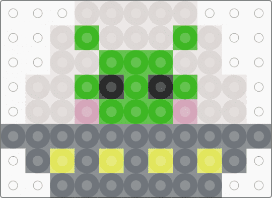 alien in a ship perler - gray,beige
