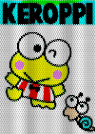 keroppi panel - keroppi,sanrio,poster,panel,yellow,white,teal