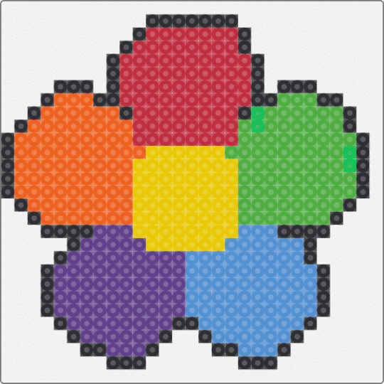The smile critters medallion of the Craftycorn flower - white,orange,purple,colorful