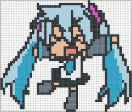 MIKUUUU - hatsune miku,vocaloid,chibi,character,music,teal,gray